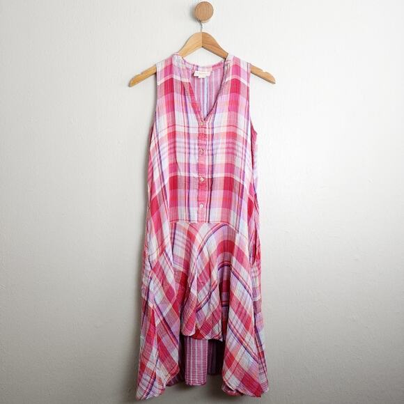 Maeve Anthropologie Pipa Plaid Sleeveless Hi Low Swing Dress - Picture 4 of 14